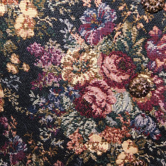 Vintage Minster Leonard Womens 14 Floral Tapestry Button Up Vest - Picture 6 of 11